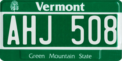 VT license plate AHJ508