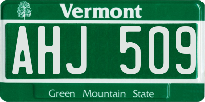 VT license plate AHJ509