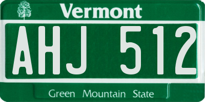 VT license plate AHJ512