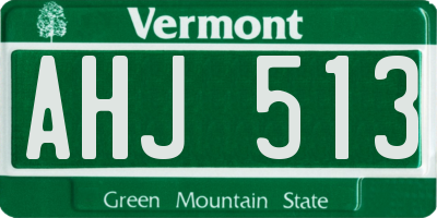 VT license plate AHJ513