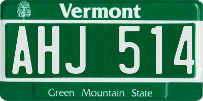 VT license plate AHJ514