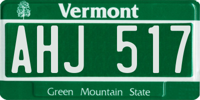 VT license plate AHJ517