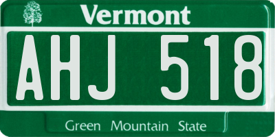 VT license plate AHJ518