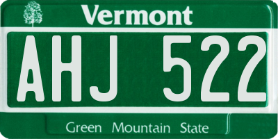 VT license plate AHJ522