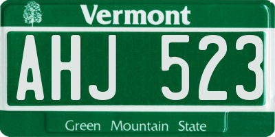 VT license plate AHJ523