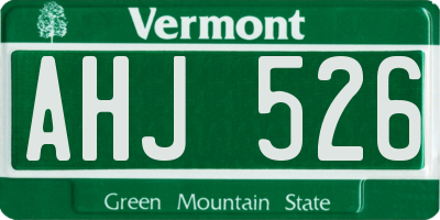 VT license plate AHJ526