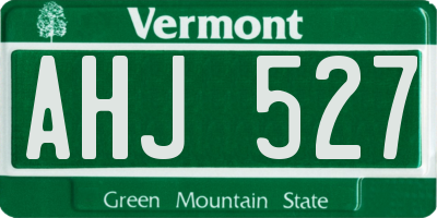VT license plate AHJ527
