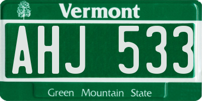 VT license plate AHJ533