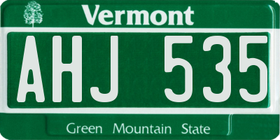 VT license plate AHJ535