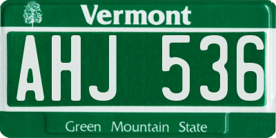 VT license plate AHJ536