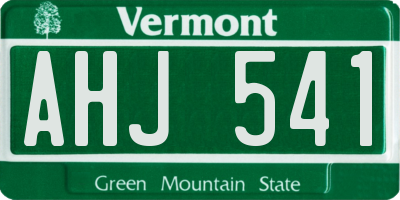 VT license plate AHJ541