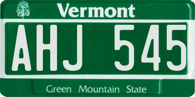 VT license plate AHJ545