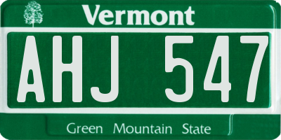 VT license plate AHJ547