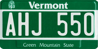 VT license plate AHJ550