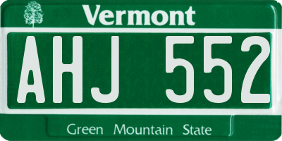 VT license plate AHJ552