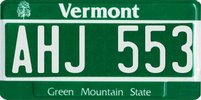 VT license plate AHJ553