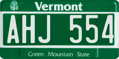 VT license plate AHJ554
