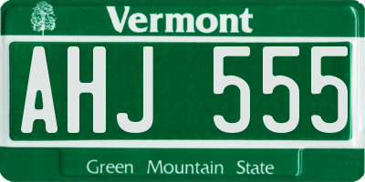 VT license plate AHJ555
