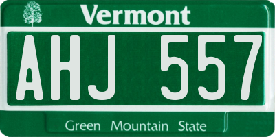 VT license plate AHJ557