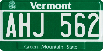 VT license plate AHJ562