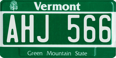 VT license plate AHJ566