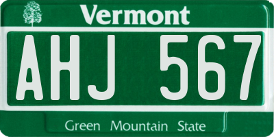 VT license plate AHJ567