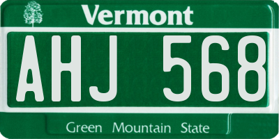 VT license plate AHJ568