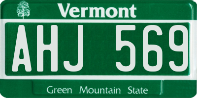 VT license plate AHJ569