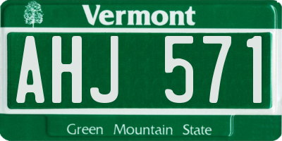 VT license plate AHJ571