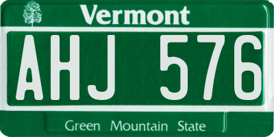 VT license plate AHJ576