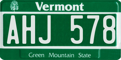 VT license plate AHJ578