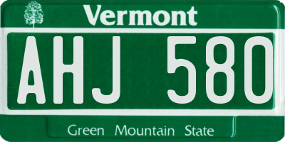 VT license plate AHJ580