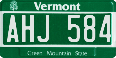 VT license plate AHJ584