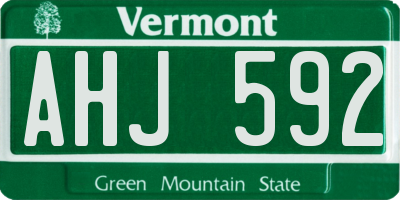 VT license plate AHJ592