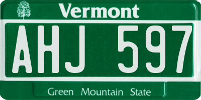 VT license plate AHJ597
