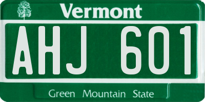 VT license plate AHJ601