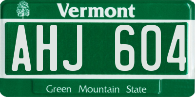 VT license plate AHJ604