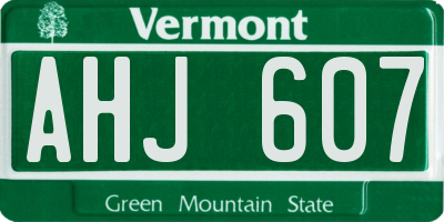 VT license plate AHJ607
