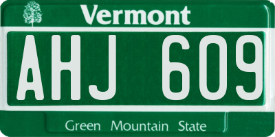 VT license plate AHJ609