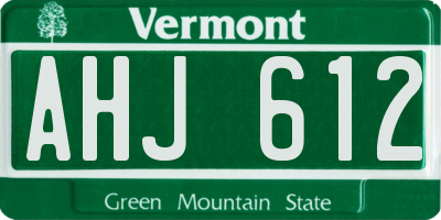 VT license plate AHJ612