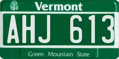 VT license plate AHJ613