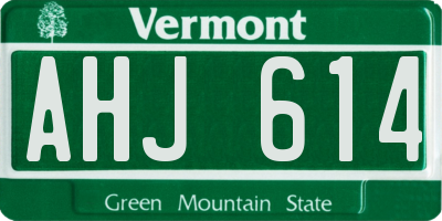 VT license plate AHJ614