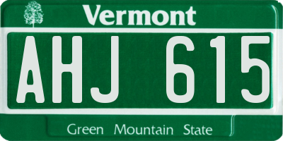 VT license plate AHJ615
