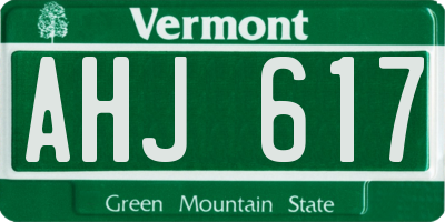 VT license plate AHJ617