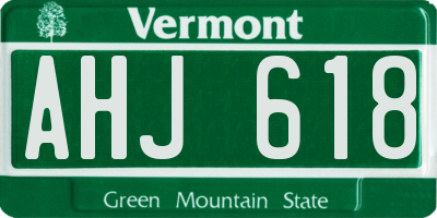 VT license plate AHJ618