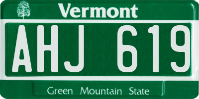 VT license plate AHJ619