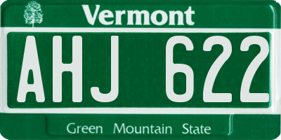 VT license plate AHJ622