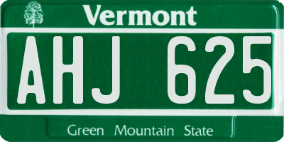VT license plate AHJ625