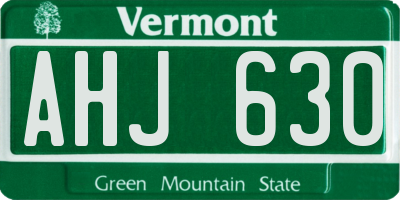 VT license plate AHJ630