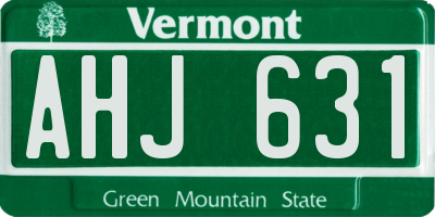 VT license plate AHJ631